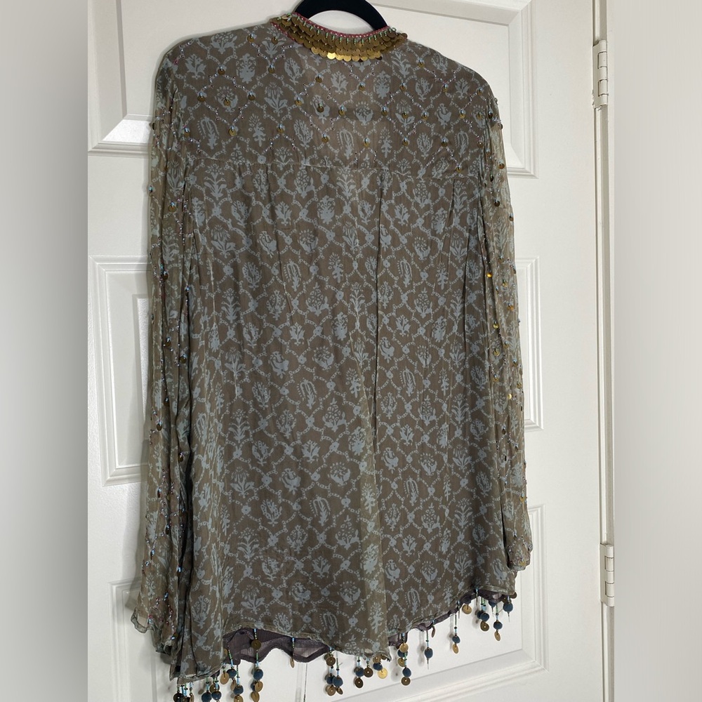 Soft Surroundings Sheer Boho Beaded Top - Picture 3 of 6
